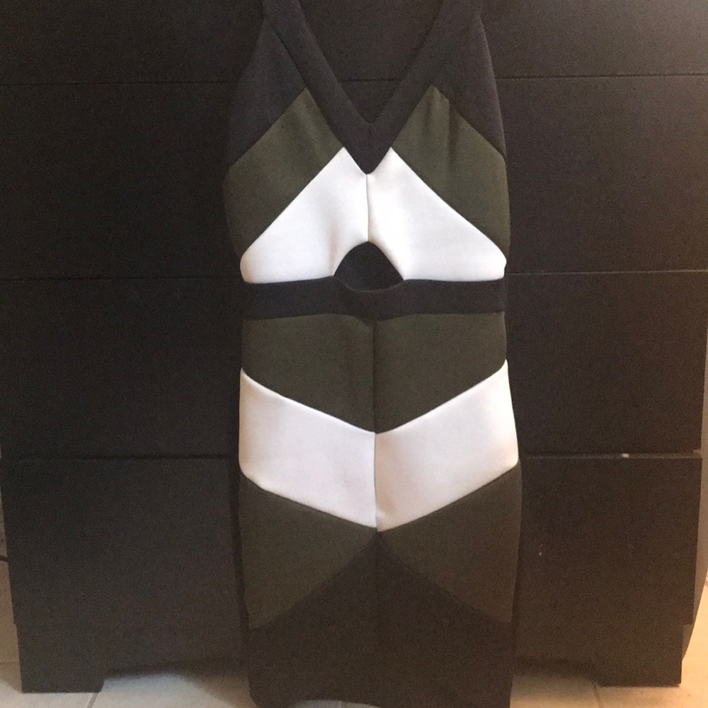 Black and olive green dress